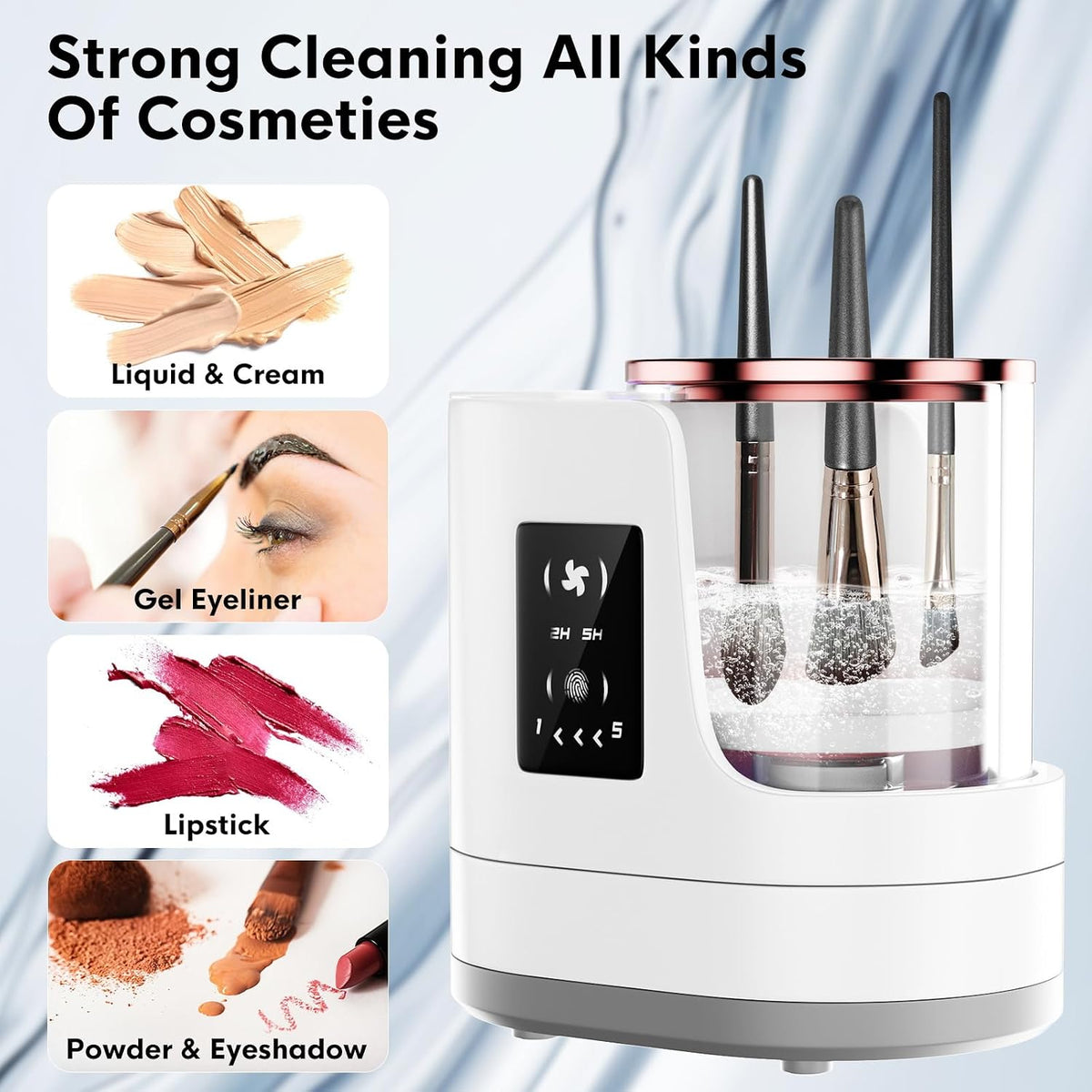 3 in 1 Electric Makeup Brush Cleaner,Automatic Makeup Brush Cleaner with Makeup Brush Dryer,Portable USB Deep Cleaning for All Size Beauty Makeup Brush Set,Blush Brush,Sponges